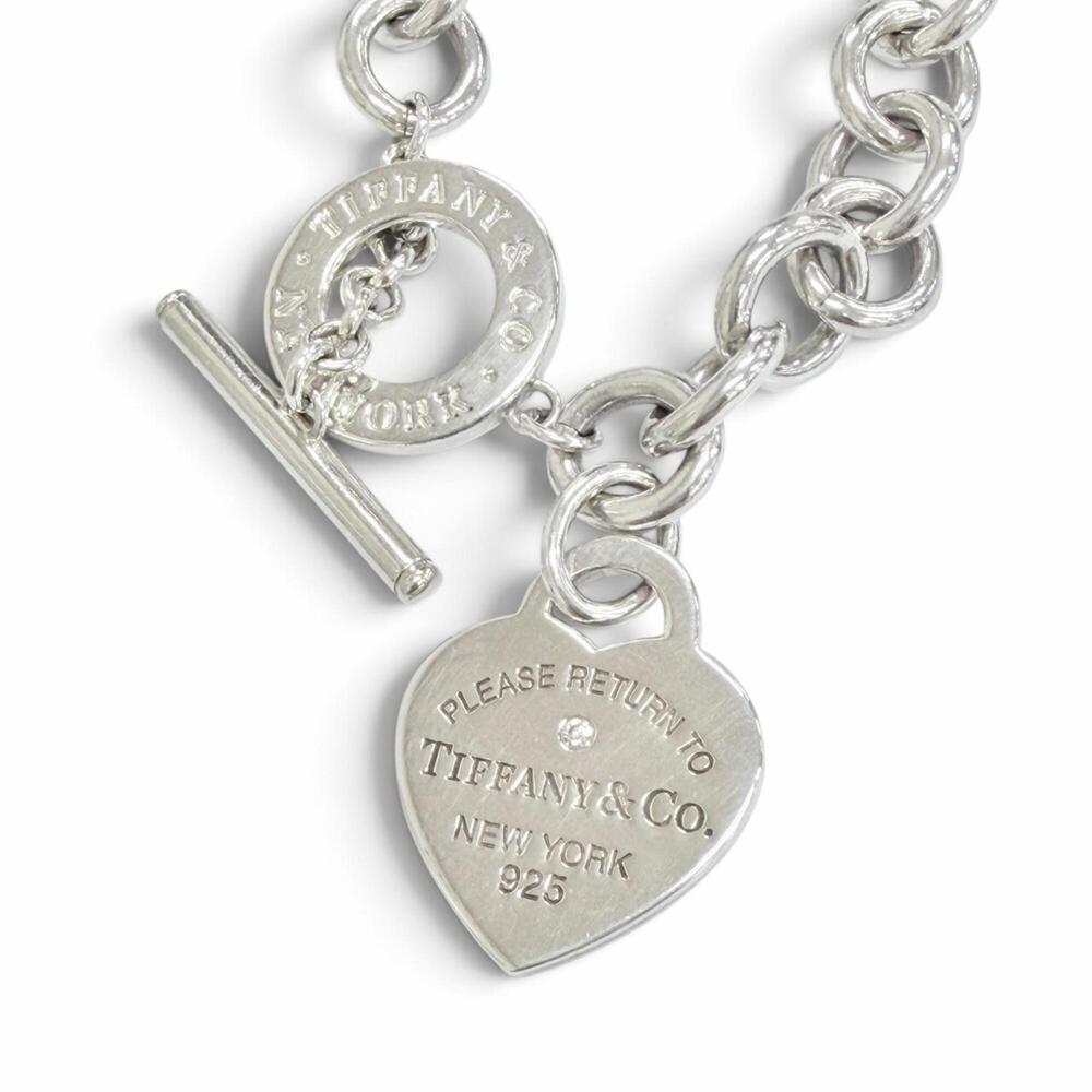 TIFFANY & CO. Silver Diamond Heart Necklace